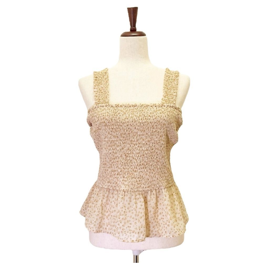 NWT Japna Top Animal Print Smocked Peplum Sleeveless Blouse Women’s Size XL NEW - Picture 2 of 13